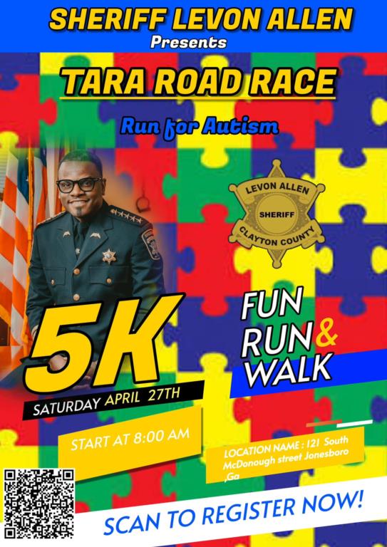 Sheriff Allen 5k Run and Walk for Autism Awareness. Starts at 8am.